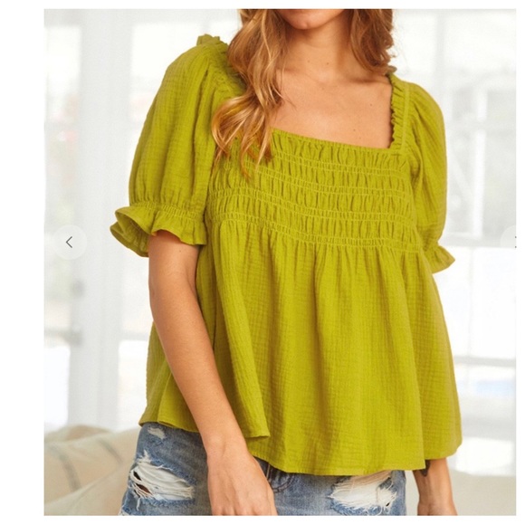 20 Boho - Short puff sleeve square neck top - Picture 2 of 4